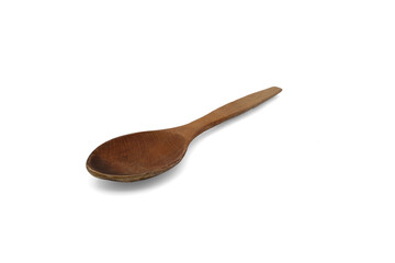 Rustic Wooden Spoon Isolated on White Background