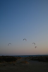 Kiteboarding at Dusk on the Mediterranean Coast of Turkey
