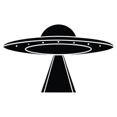 Round metallic cartoon alien spaceship icon illustration