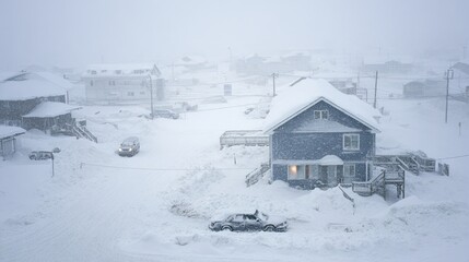 Arctic Village Snowstorm Winter Scene