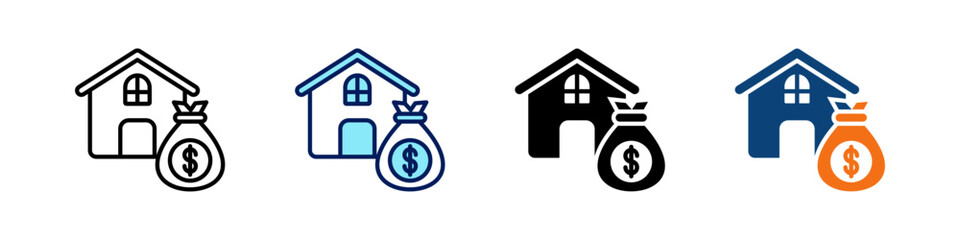 Home Equity All In One Icon Multi Styles Vector Set