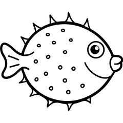 Pufferfish fish vector illustration perfect for posters, icon, t-shirts, cards, wall art prints and ai design.