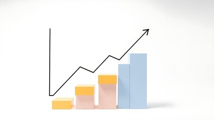 Abstract business optimization concept with geometric shapes and arrows on white background.