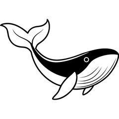 Obraz premium Whale fish vector illustration perfect for posters, icon, t-shirts, cards, wall art prints and ai design.