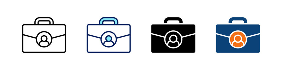 Briefcase All In One Icon Multi Styles Vector Set
