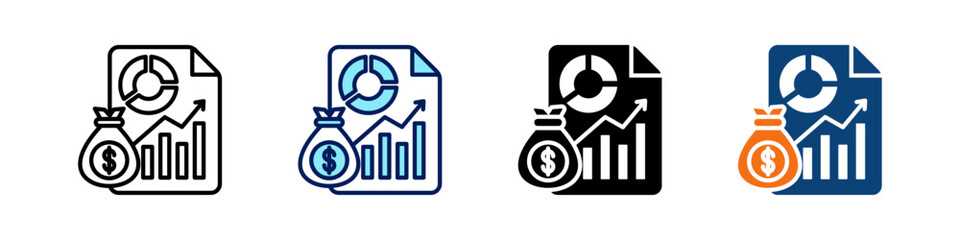 Financial All In One Icon Multi Styles Vector Set
