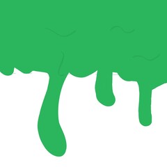 Green Slime Drip on White Background