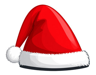 Flat Vector Minimalist Red Santa Hat Icon with Clean Bold Lines, Modern Holiday Design, PNG Transparent Background