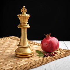 pomegranate on a wooden table