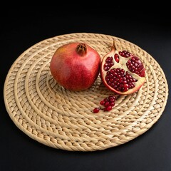 pomegranate on a wooden table