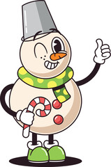 Christmas snowman gesturing thumbsup vector illustration