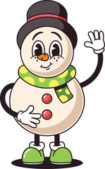 Christmas snowman gesturing hello vector illustration