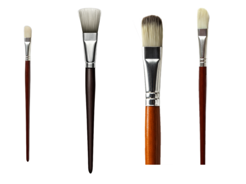 Artisan paintbrushes arrayed for artistry, crafting, and detailed work presentations