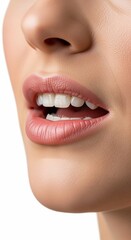 Fototapeta premium Close-Up of a Woman's Open Mouth, Showing Teeth and Lips