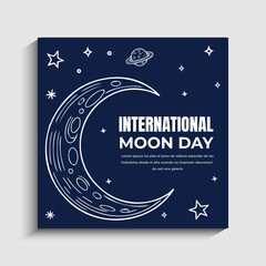 Internation Moon Day Celebration Social Media Post Banner Template