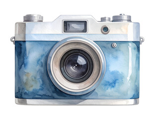 Watercolor Hand-Drawn Camera Icon with Soft Edges and Artistic Texture, Transparent PNG