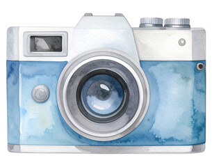 Watercolor Hand-Drawn Camera Icon with Soft Edges and Artistic Texture, Transparent PNG