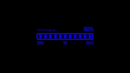 2041 to 2042 new year transfer animation. Year change concept. Loading bar and percentage Futuristic progress loading bar 0-100 percent.