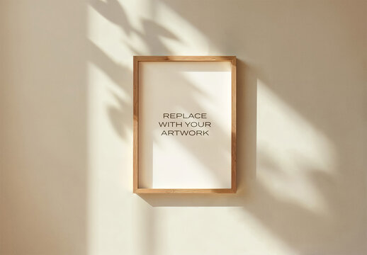 Frame Interior Canvas Wall Art Poster Room Mockup Template Blank Paper Texture