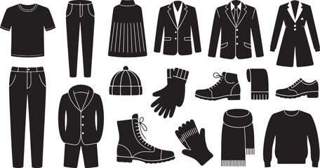Clothing Silhouettes Collection Apparel and Accessories Vector Illustration for Design and Style Projects