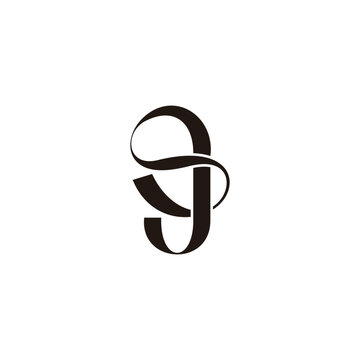 letter sj continue ribbon unique abstract logo vector