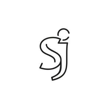 letter sj mono line thin simple logo vector