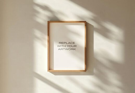 Frame Interior Canvas Wall Art Poster Room Mockup Template Blank Paper Texture
