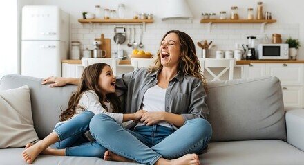 Joyful Mother and Daughter - Happy Family Moment - Lifestyle and Relationship Content