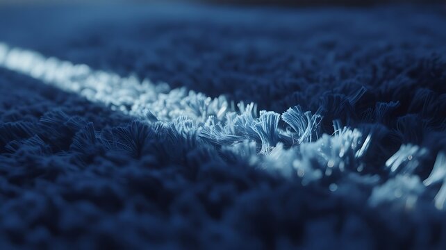 Abstract Deep Blue Textile Fibers: Close-Up Macro Shot, Serene Moody Texture