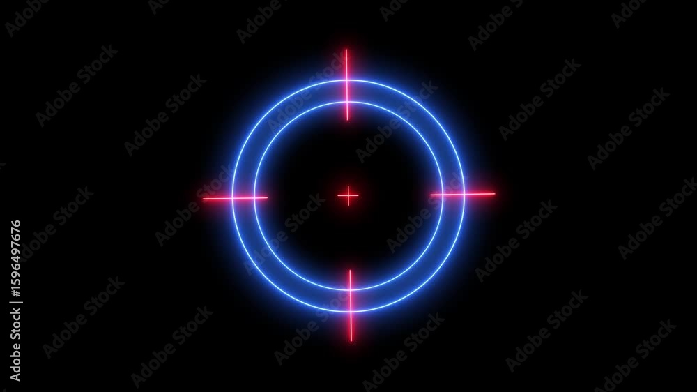 Aufkleber glowing neon military target icon animation with blue color.clean target with numbers for shooting r