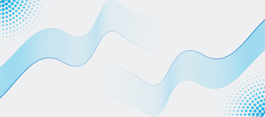 Light Blue Abstract Wave Background with Halftone Dots and Curved Lines Clean Tech Design