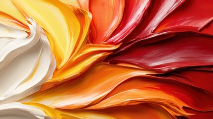Vibrant paint strokes in warm tones, abstract art palette, studio shot