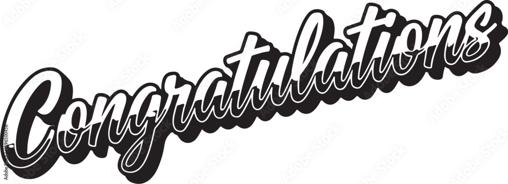 Poster vector art of congratulations text with a shadow effect isolated on white background
