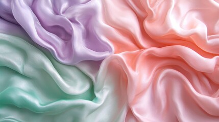 Pastel silk fabric drapes, studio shot