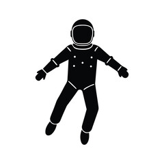 Black silhouette of an astronaut floating in space
