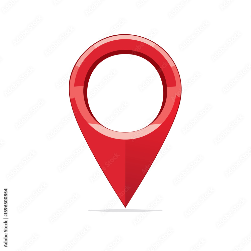 Poster vibrant red map pointer icon showing location on digital navigation platforms and interfaces