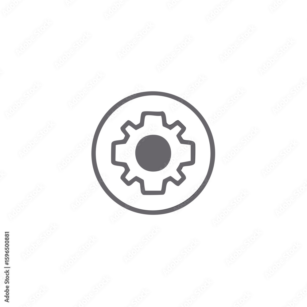 Poster single isolated gear icon symbol inside a circle representing settings or configuration for engineer