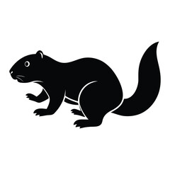 Black silhouette of a squirrel on a white background