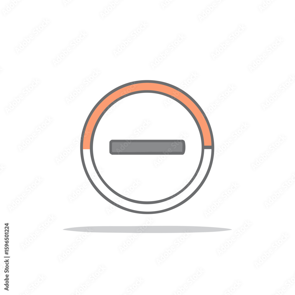 Poster subtract symbol in a gradient circle with a shadow, sign for negative, minus or dash