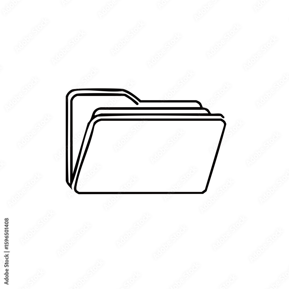 Poster open folder icon illustration file document storage organize data black outline