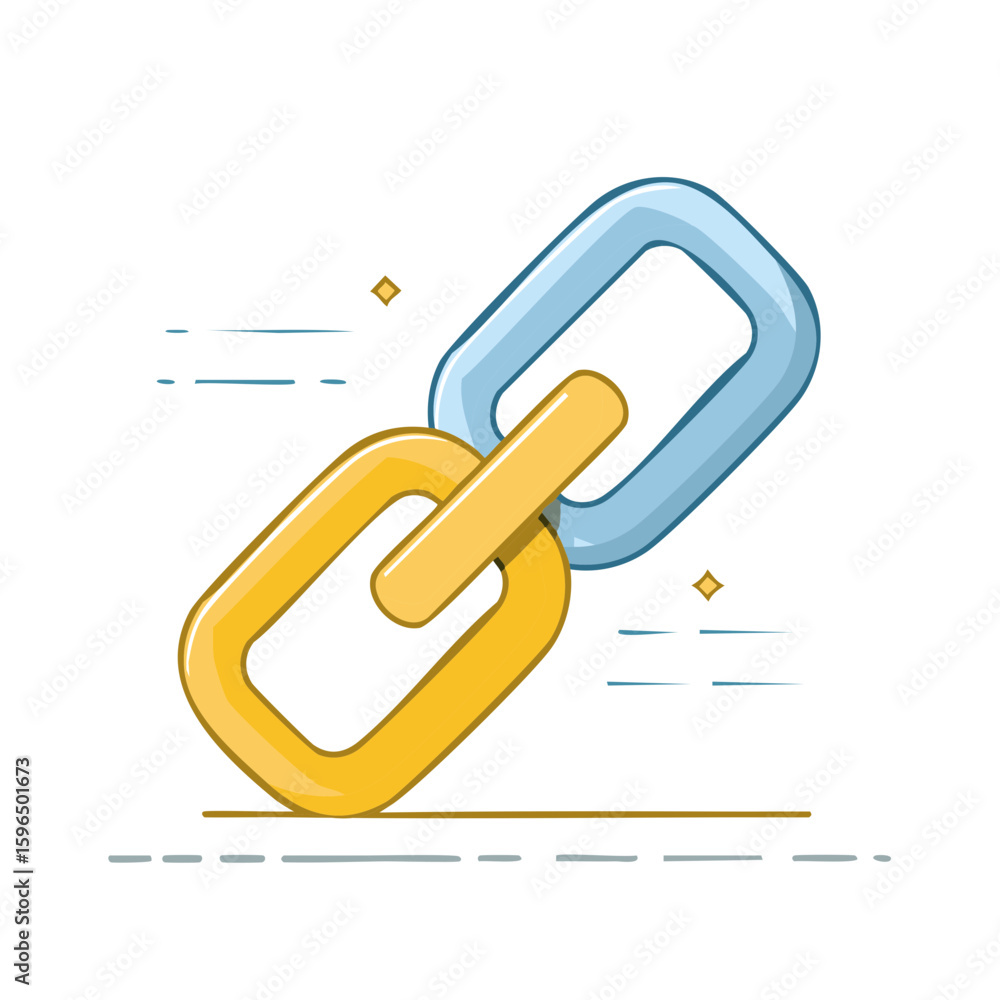 Aufkleber interlocking chain links: representing connection unity and teamwork in a graphic flat style