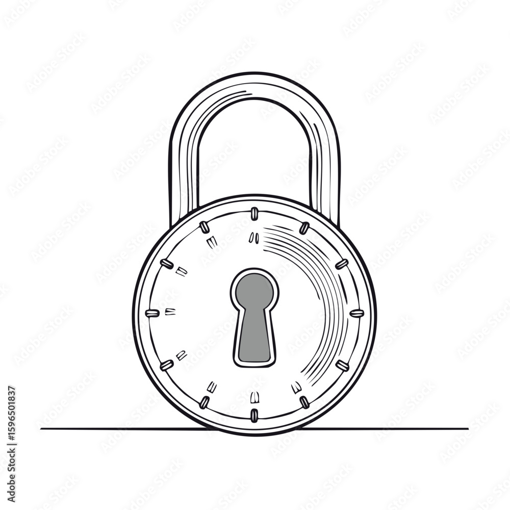 Poster illustrative security lock with numeric display symbolizing protection and access control in a minim