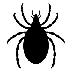 Black silhouette of a tick parasitic arachnid vector illustration