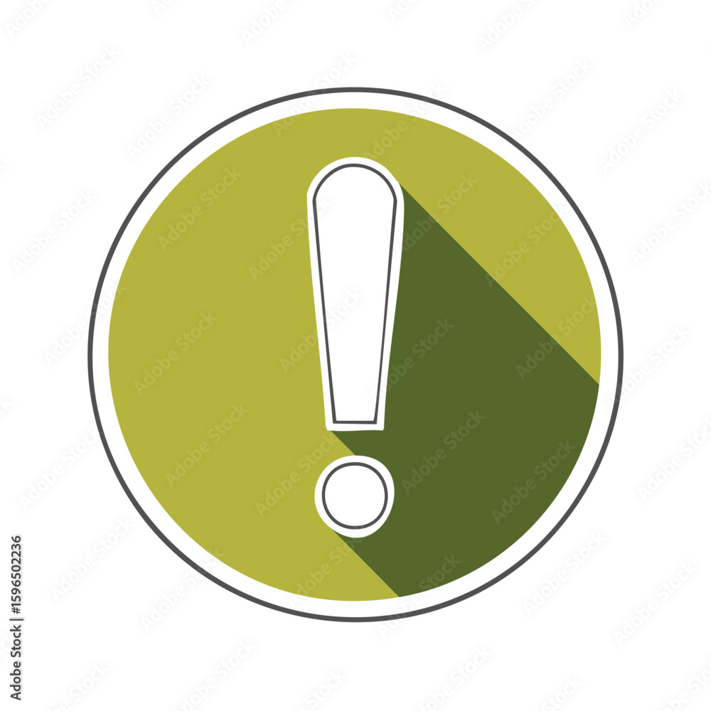 Poster green exclamation point icon with shadow showing an important message