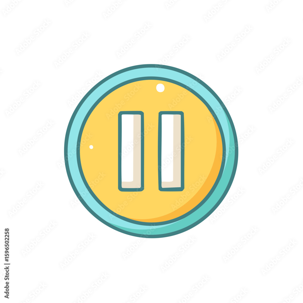 Poster pause button design illustration flat style cute colors creative isolated media control sign pause c