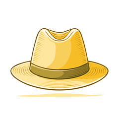 Stylish Sun-Blocking Fedora Hat with Distinctive Band Illustration for Summer or Casual Fashion