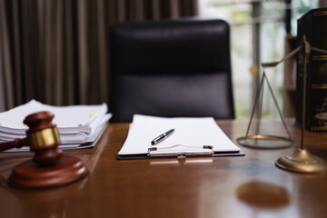 lawyer hammer on wood table, Judge's gavel, law,