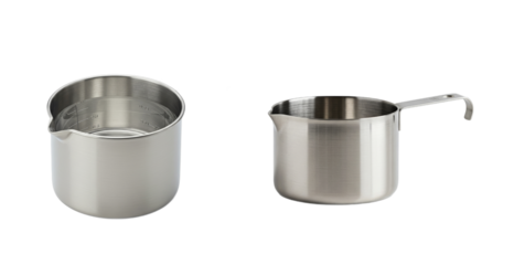 Stainless Steel Measuring Cups: Precision Kitchen Tools on a Clean White Backdrop