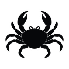 Black silhouette of a crab on a white background