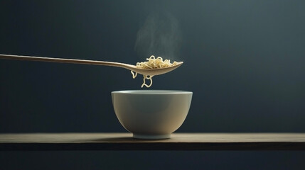 スプーンですくった麺